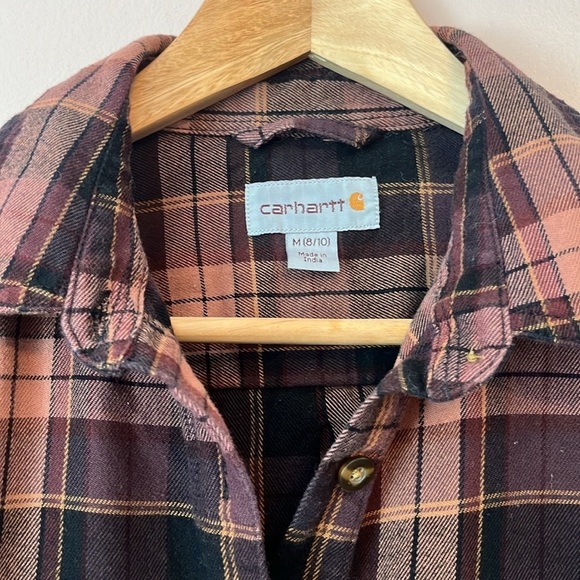 Carhartt Rugged Flex Hamilton Shirt Plaid Flannel Button Up Port Purple Medium - Picture 3 of 6